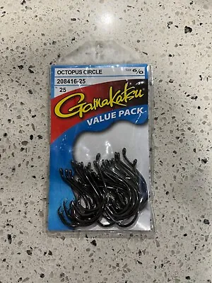 GAMAKATSU Octopus Circle Hooks Black Value Pack 25Pk Pick Your Own Size • $22