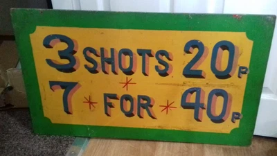 £65 • Buy Vintage/Retro/Antique Used Fairground Shooting Gallery / Fun Fair Shooter Sign