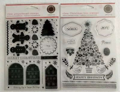 Martha Stewart Lot Of 2 Gingerbread Christmas Tree Sayings Stamps Clear   New • $7.77