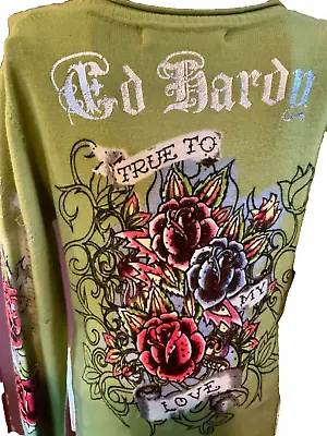 ED HARDY Christian Audigier TUNIC SWEATER DRESS Multicolored Size Medium!! • $39.50