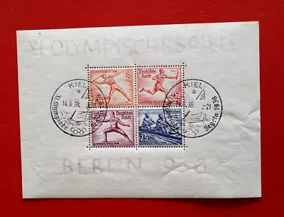 Germany Berlin 1936 XL Olympische Spiele.4 Stamp Block.Cancellation 8/14/36.VF+. • $85