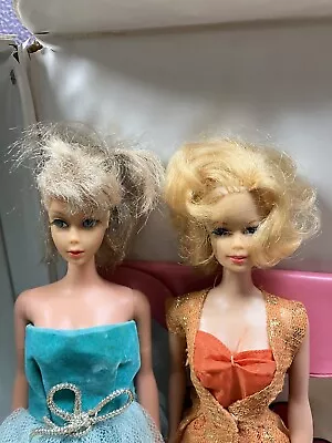 Vintage 1966 Blond Barbie And 1958 Blond Francie Doll And  Barbie &Stacey Case • $87.99