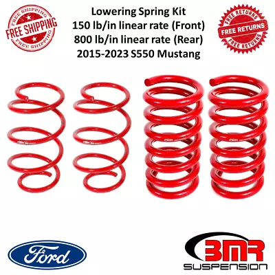 BMR Suspension Red Lowering Spring Set Drag Version Fits 15-23 Ford Mustang S550 • $287.68