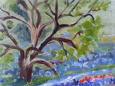 ACEO Original Oil Painting - Spring Landscape  Oak  Tree - 2.5X3.5in MK • $8