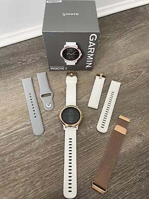 Garmin Vivoactive 3 GPS Heart Rate Monitor Sport Smartwatch - White Rose Gold • £90