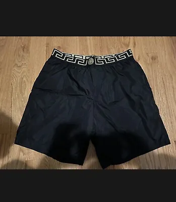 Versace Mens Greca Border Swim Trunks Shorts Black Size 7 XL $395 Retail 🇺🇸 • $175