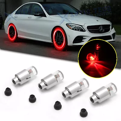 4x Sporty Red LED Wheel Tyre Air Valve Stem Flash Light For Mecerdes C CLA Class • $10.83