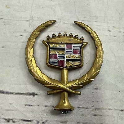 Vintage Gold Cadillac Round Base Hood Ornament Emblem • $29.78