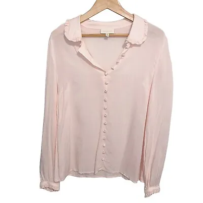 $19.90 • Buy Modcloth Top Shirt Womens Medium Peter Pan Collar Blouse Ruffle Career Office