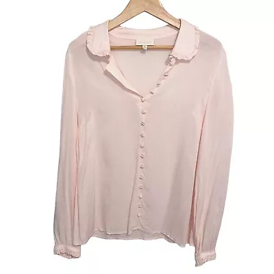 $19.90 • Buy Modcloth Top Shirt Womens Medium Peter Pan Collar Blouse Ruffle Career Office