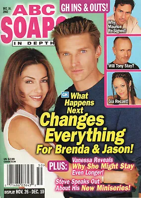 ABC SOAPS IN DEPTH December 10 2002 Vanessa Marcil Steve Burton Kelly Monaco • $20