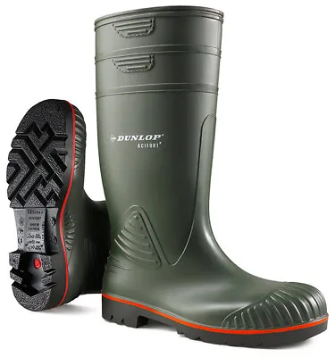 Dunlop - ACIFORT HEAVY DUTY F/S Safety Wellington Boot - Green - Welly Wellie • £26.94