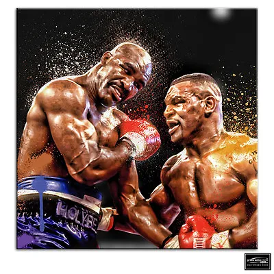 Mike Tyson Holyfield   Sports BOX FRAMED CANVAS ART Picture HDR 280gsm • £14.99