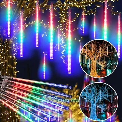 LED Meteoros Ducha Luces De Lluvia Luz Caída Cuerda Navidad Lampara Decoración • $15.99