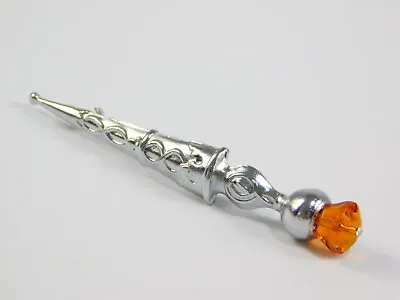 Vintage MIZPAH Scottish Scepter Brooch Kilt Pin Amber Glass Silver Tone 3  Long • $24.99