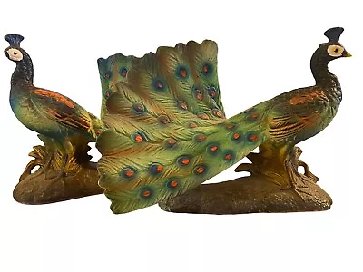 $31.95 • Buy Vintage Set Of Artmark MCM Peacock Figurines Ceramic From Japan