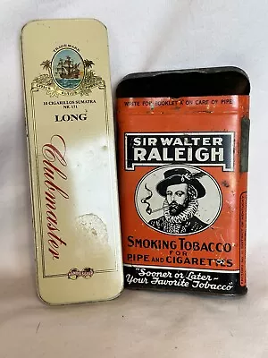 Vintage Metal Sir Walter Raleigh Smoking Tobacco Pipe & Cigarettes Tin W/bonus • $5