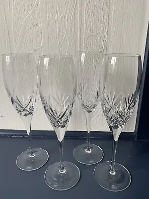 £19.99 • Buy Set Of 4 Royal Doulton Cut Crystal Champagne Flutes Signed