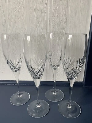 £19.99 • Buy Set Of 4 Royal Doulton Cut Crystal Champagne Flutes Signed