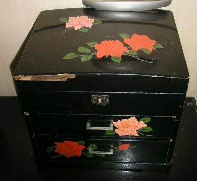 £16.90 • Buy Collectable Vintage Wooden Musical Jewellery Box Hand Painted. Signed FOREIGN