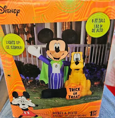 Gemmy 5ft Tall Disney's Mickey Mouse & Pluto Halloween Inflatable • $79.99
