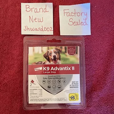 K9 Advantix II For Large Dogs 21-55 Lbs 2 Doses 2x Factory Sealed Ships Free! • $26.95