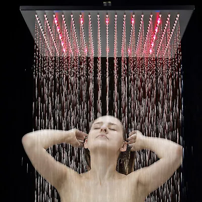 $39 • Buy 8 10 12 16  LED Shower Head Rainfall Square Top Sprayer For Shower Faucet