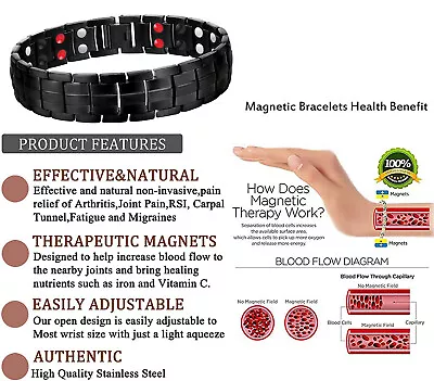 Health Care Magnetic Bracelet Weight Loss Anti-Fatigue Therapy Bracelets For Men • $9.99