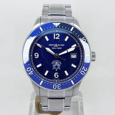 MONTBLANC Watch 129369 1858 Ice Sea Automatic Date Blue Dial 41mm SS  X  Ceramic • $2971