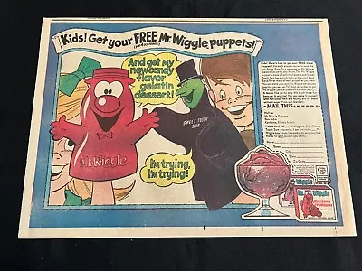 #01b MR.WIGGLE HAND PUPPETS Sunday Comics Ad Candy Flavor Gelatin Dessert 1967 • $7.99