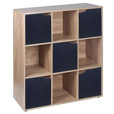 9 Cube Oak Wooden Bookcase Shelving Display Modular Storage Unit Wood Shelf Door • £59.99