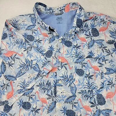 Izod Saltwater Shirt Mens 3XL Flamingo Pineapple Tropical Hawaiian Floral Button • $19.99