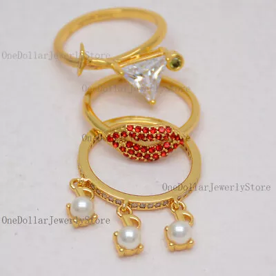 Size 6 7 Music Lip Charm Cz Ring Set Gold Tone Kate Ks Spade Jewelry For Women • $21.99