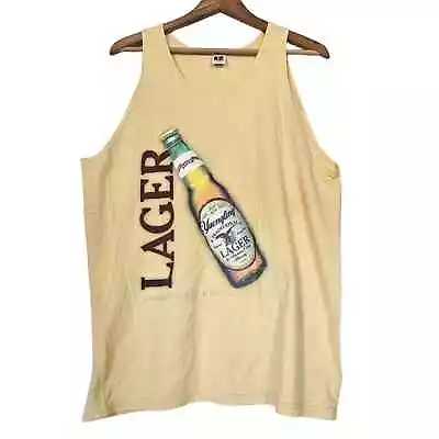 Vtg Yuengling Beer Mens Graphic Muscle Tank Top Size L Russell 90S Yellow • $20.53