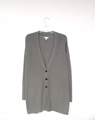 J. Jill Women's Cardigan Size Large Gray Chunky Knit Long Button Up Top • $9.99