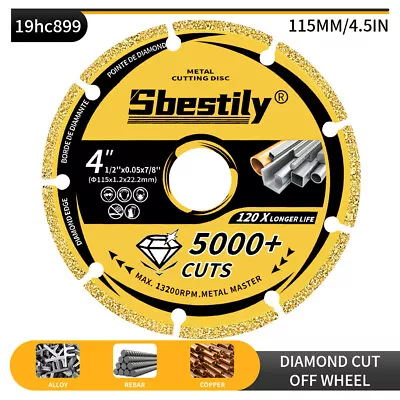 Metal Cutting Diamond Blade 4.5  X 7/8  Diamond Metal Cutting Disc Cut Off Wheel • $15.40