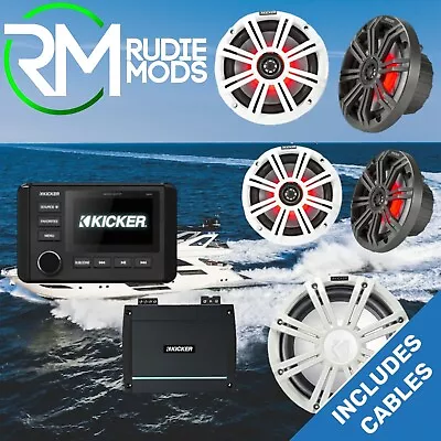 Kicker Marine Media Receiver & 6.5  Coaxial Speaker Bundle For Yachts • £1159.99
