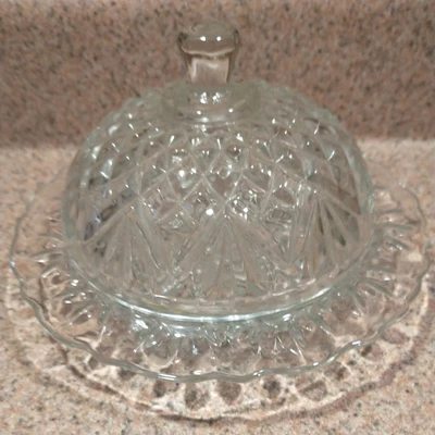 $21.98 • Buy Anchor Hocking Pressed Glass Pineapple Covered Cheese/Butter Keeper Vtg