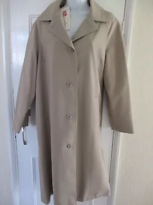 DAVID BARRY Vintage Classic Biege Single Breasted Trench Coat Size 18 NWT • £4.95