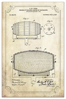 Vintage Liquor Electricity Process Patent Art Print 11x17 Bourbon Bar Wall Decor • $11.95