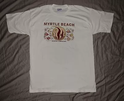 Myrtle Beach South Carolina White Angelfish Men’s XL VTG White QHW T Shirt 24x32 • $17.99