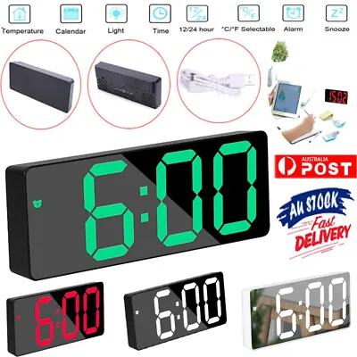 $15.96 • Buy Digital Clock LED Mirror Display Alarm Temperature Time Table Modern Desk Decor