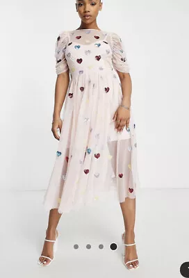 $130 • Buy Maya Sequin Midi Heart Dress Size 16 Asos