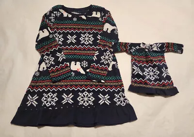 NWT Girls 5-6 Christmas Bear Nightgown & Matching Doll Gown Fits 18  Doll • $12.99