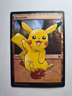 Mountain Foil Pikachu Pokemon Magic Altered Art Hand Paint By Demian Solis • $75