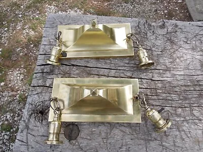 Antique Original Arts Crafts Mission Brass Ceiling Light Fixture Restored Each • $349.99