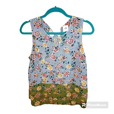 Cabi Top Women's Size Small Sleeveless Blouse Floral Print Olive Green / Yellow • $14