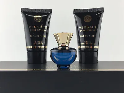 Versace Dylan Blue Women Mini 3pc Set Parfum Splash 0.17 Oz Lotion Shower Gel • $26.95