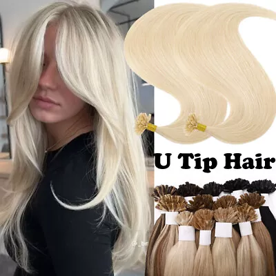 8A CLEARANCE Nail U Tip 100% Remy Human Hair Extension Fusion Pre Bonded Keratin • $60.76