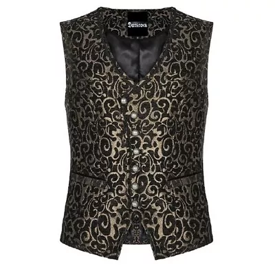 Gothic Waistcoat Vest Gold Paisley Velvet Steampunk Regency Victorian Vest • $49.85